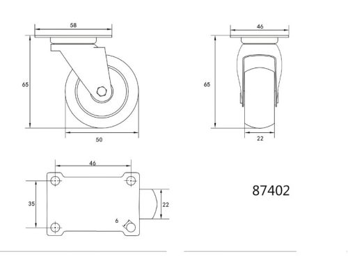 VOREL Ipari kerék forgóvillás 50 mm 25 kg