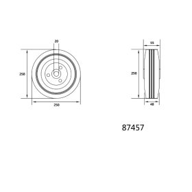 VOREL Ipari kerék 250 mm 180 kg
