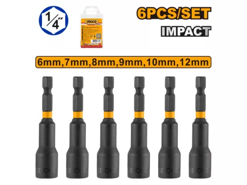 INGCO Csavarbehajtó készlet 6 részes 6-12 mm mágneses