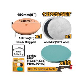 INGCO Tépőzáras polírozókorong készlet 12 részes