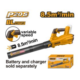   INGCO Akkus lombfúvó szénkefe nélküli 20 V (akku és töltő nélkül)