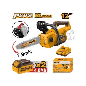  INGCO Akkus láncfűrész 300 mm szénkefe nélküli 20 V (2 x 4,0 Ah akku + töltő)