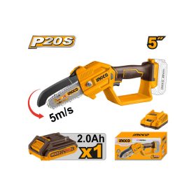   INGCO Akkus láncfűrész 127 mm 20 V (1 x 2,0 Ah akku + töltő)