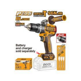   INGCO Akkus ütvefúró-csavarozó 96 Nm szénkefe nélküli 20 V (akku és töltő nélkül)