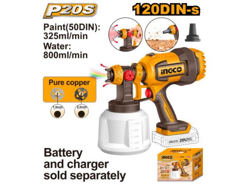INGCO Akkus festékszóró 20 V (akku és töltő nélkül)