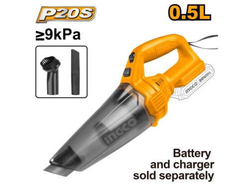 INGCO Akkus porszívó 0,5 l 20 V (akku és töltő nélkül)