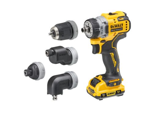 DEWALT Akkus fúrócsavarozó cserélhető fejjel 12 V (2 x 3,0 Ah akku + töltő + TSTAK) DCD703L2T