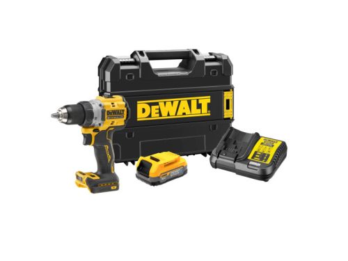 DEWALT Akkus fúrócsavarozó 18 V szénkefe nélküli 90Nm (1 x 1,7Ah PowerStack akku + töltő + TSTAK)