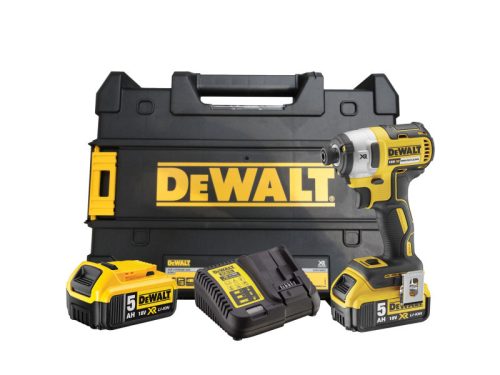 DEWALT Akkus ütvecsavarozó 18 V 205 Nm 1/4" szénkefe nélküli (2 x 5,0 Ah akku + töltő) DCF887P2