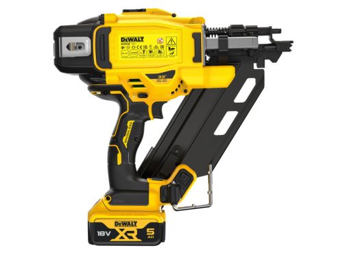 DEWALT Akkus szerkezetépítő szögbelövő 34° 18 V (2 x 5,0 Ah akku + töltő) kofferben