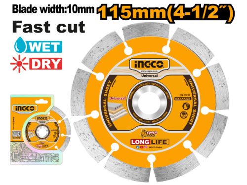 INGCO Gyémánt vágókorong 115 x 10 x 22,2 mm szegmentált