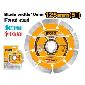 INGCO Gyémánt vágókorong 125 x 10 x 22,2 mm szegmentált