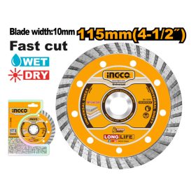 INGCO Gyémánt vágókorong 115 x 10 x 22,2 mm turbó