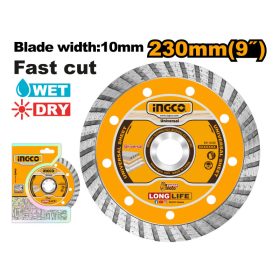 INGCO Gyémánt vágókorong 230 x 10 x 22,2 mm turbó