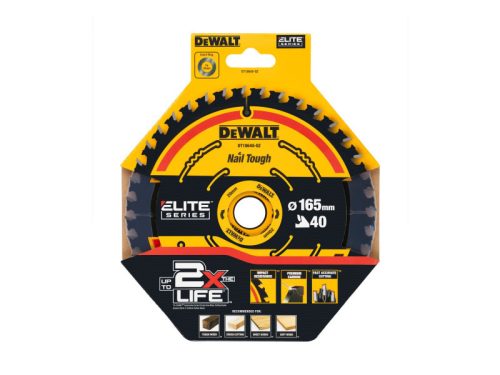 DEWALT ELITE Fűrésztárcsa fához 165 x 20 x 1,65 mm / 40T