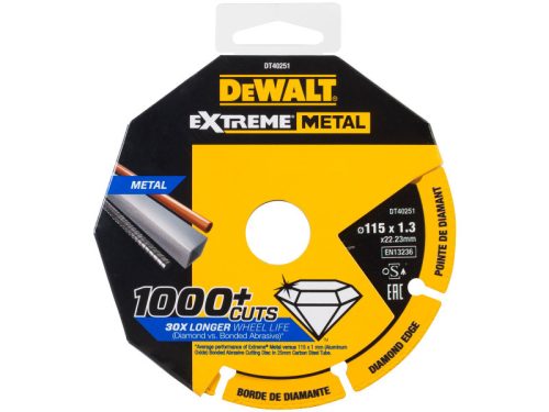 DEWALT EXTREME METAL Gyémánt vágókorong fémre 115 x 1,3 x 22,2 mm (fém/alu/inox)