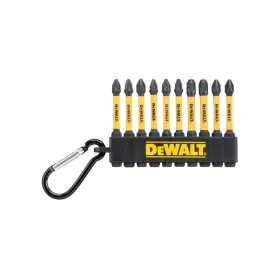   DEWALT Bithegy készlet karabínerrel 10 részes 1/4" Hex (PZ2x6, PZ3x2, PH2x2 / 57 mm) FLEXTORQ