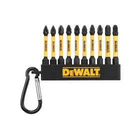   DEWALT Bithegy készlet karabínerrel 10 részes 1/4" Hex (PZ1x2, PZ2x6, PZ3x2 / 57 mm) FLEXTORQ