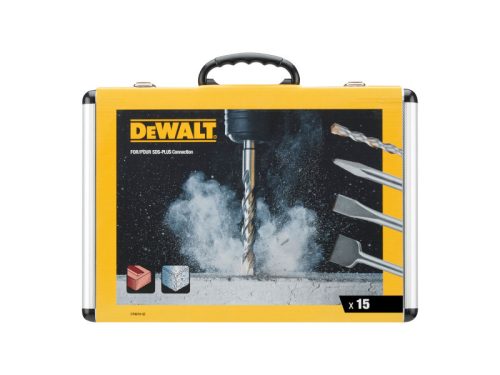 DEWALT Kőzetfúró és vésőszár készlet 15 részes kofferban SDS-Plus