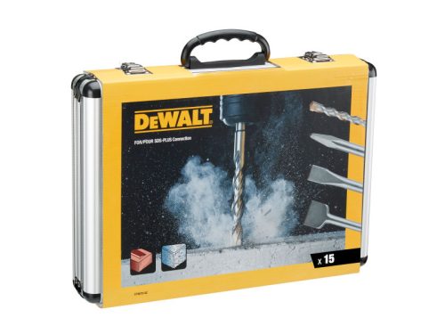 DEWALT Kőzetfúró és vésőszár készlet 15 részes kofferban SDS-Plus