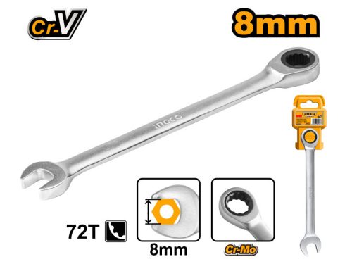 INGCO Racsnis csillag-villáskulcs 8 mm / 140 mm CrV