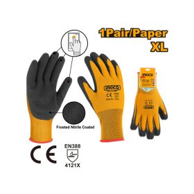 INGCO Szerelőkesztyű XL nitril mártott