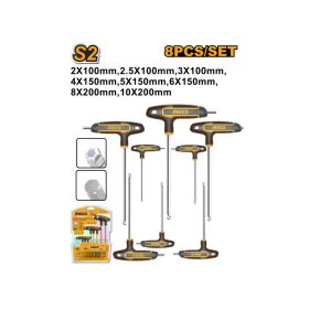 INGCO Gömbfejű imbusz T-kulcs készlet 8 részes S2