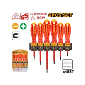   INGCO Csavarhúzó készlet 6 részes mágneses 1000 V-ig szigetelt
