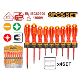   INGCO Csavarhúzó készlet 9 részes mágneses 1000 V-ig szigetelt