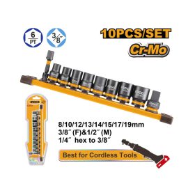   INGCO Gépi dugókulcs készlet 10 részes 3/8" 8-19 mm CrMo