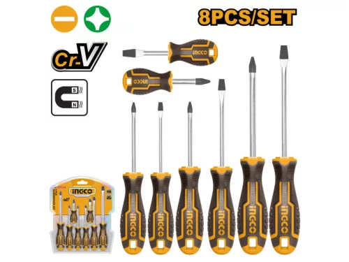 INGCO Csavarhúzó készlet 8 részes mágneses CrV