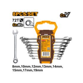   INGCO Racsnis csillag-villácskulcs készlet 8 részes 8-19 mm CrV