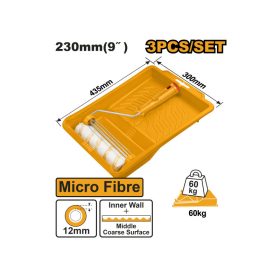   INGCO Mikroszálas festőhenger szett 3 részes 230 x 12 x 6 mm