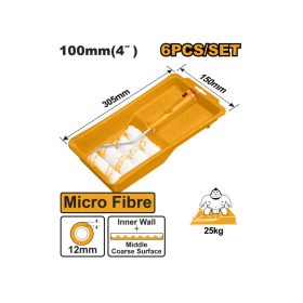   INGCO Mikroszálas festőhenger szett 6 részes 100 x 12 x 6 mm