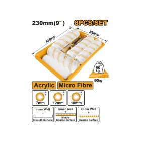 INGCO Festőhenger szett 8 részes 230 x 6 mm