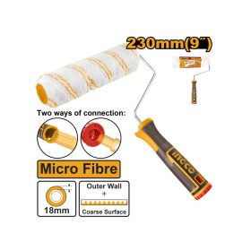   INGCO Mikroszálas festőhenger nyéllel 230 x 18 x 8 mm lágy foganytús