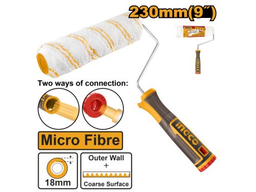 INGCO Mikroszálas festőhenger nyéllel 230 x 18 x 8 mm lágy foganytús