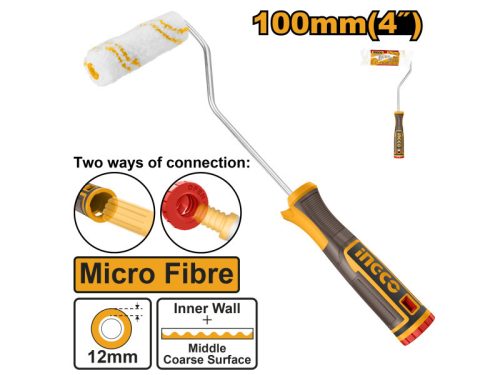 INGCO Mikroszálas festőhenger nyéllel 100 x 12 x 6 mm lágy foganytús