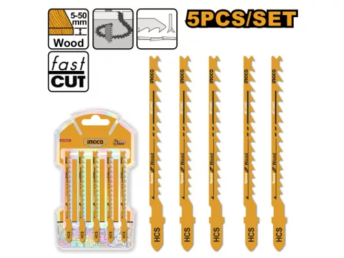 INGCO Dekopírfűrészlap fára 100/74 mm 6 TPI íves vágás HCS (5 db)