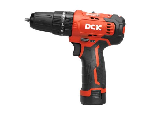 DCK Akkus ütvefúró-csavarozó 35 Nm szénkefe nélküli 12 V (2 x 2,0 Ah akku + töltő)