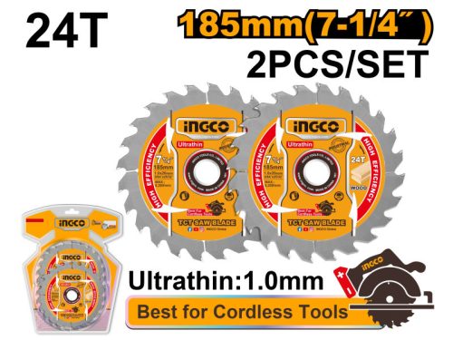 INGCO Fűrésztárcsa fához 185 x 20 x 1,0 mm / 24T (2 db)