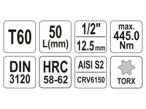 YATO Bit dugókulcs Torx 1/2" T60 CrV