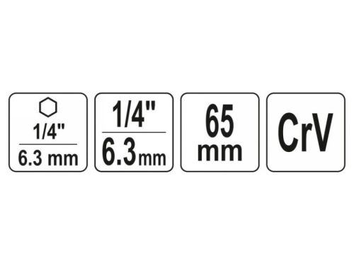 YATO Dugókulcs adapter 1/4" Hex -> 1/4" négyszög CrV