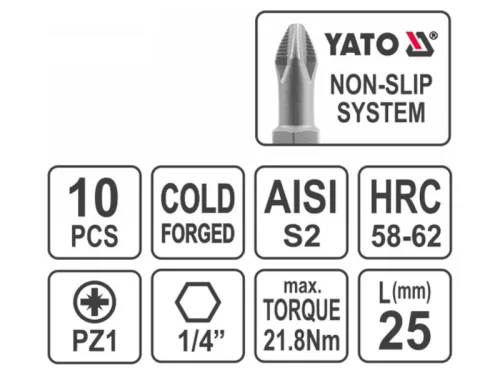 YATO Bithegy PZ1 x 25 mm (10 db)