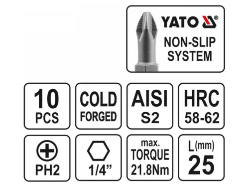 YATO Bithegy PH2 x 25 mm (10 db)