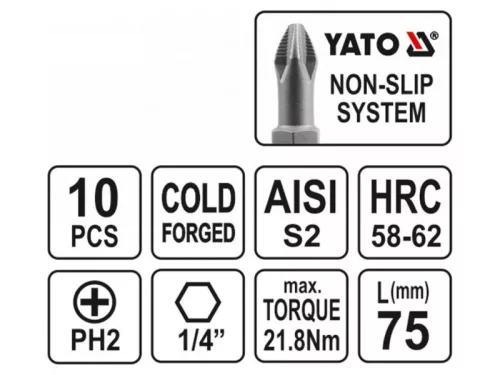 YATO Bithegy PH2 x 75 mm (10 db)