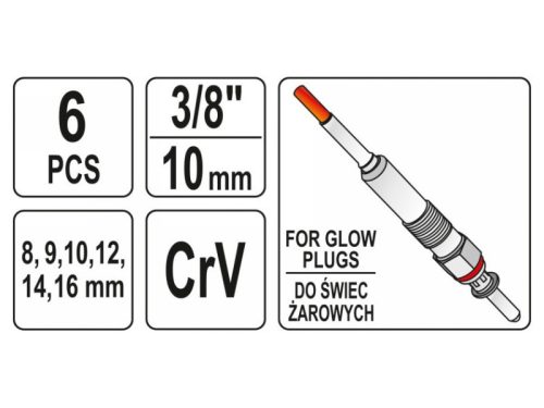YATO Csuklós izzítógyerta-kulcs 6 részes 3/8" CrV