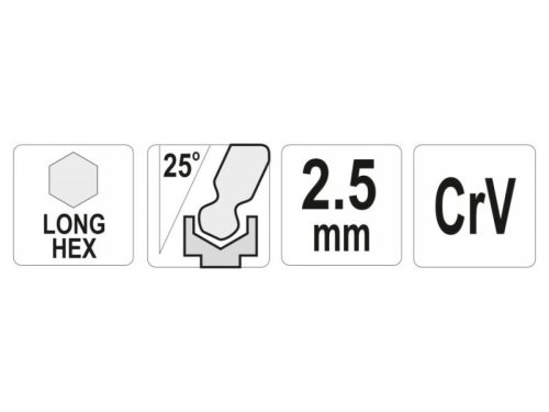 YATO Hosszú gömbfejű imbuszkulcs 2,5 mm CrV