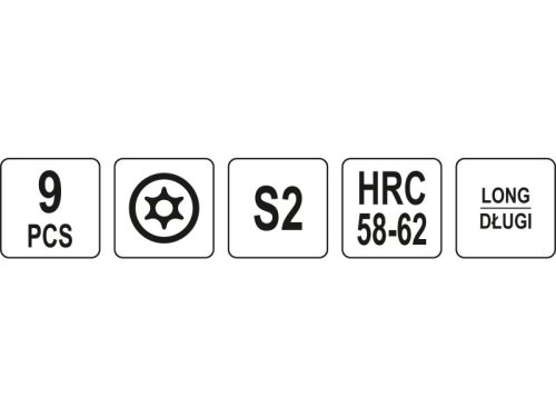 YATO Hosszú Torx kulcs készlet 9 részes T10 - T50 S2
