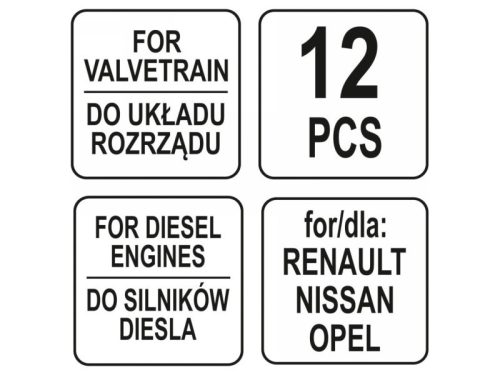 YATO Vezérlés rögzítő készlet 12 részes (Diesel) Renault Nissan Opel